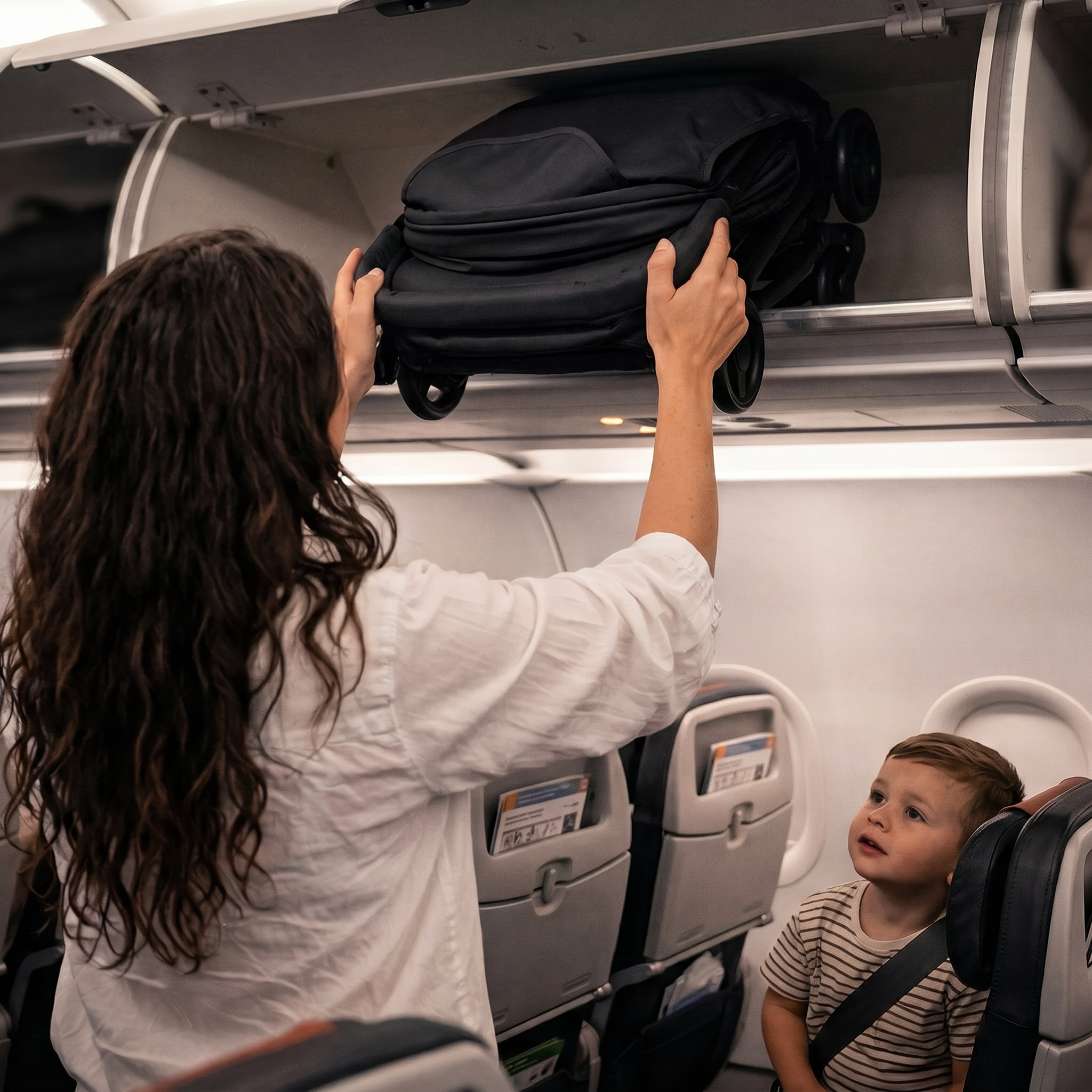 The Explorer fits in the airplane overhead bin (KLM cabin-approved)